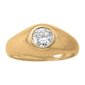 Solitaire Bezel Set Gents Ring