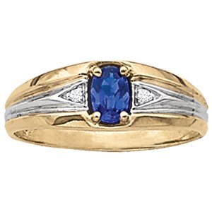 GENTS RING COLOR-CENTER RHODIUMED