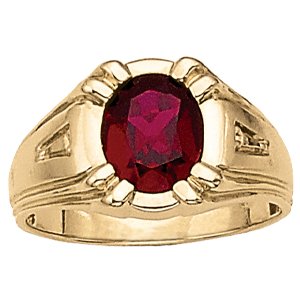 Oval Shape Bezel-Set Gents Ring