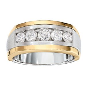 GENTS W/R DIA WED BAND SATIN FINIS