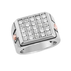 GENTS TWO TONE CLUSTER DIAMOND BAN