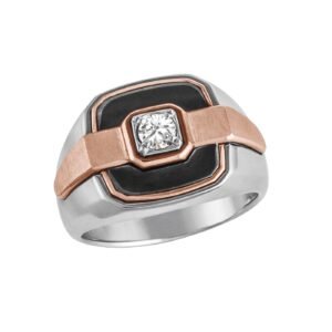 GENTS WHITE/ROSE DIA SOLITAIRE RIN