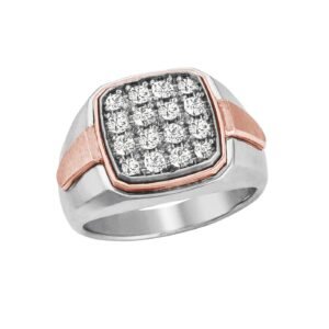GENTS TWO TONE CLUSTER DIAMOND BAN