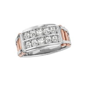 GENTS TWO TONE 10 STONE DIA BAND