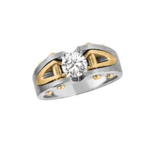 GENTS WHITE/ROSE SOLITAIRE RING