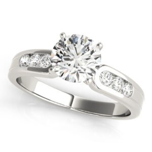 Single Row Channel Set Peg Head Engagement Ring