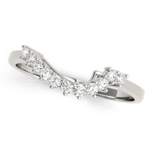 Single Row Prong Set Curved Wedding Band