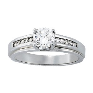 Single Row Channel Set Round Engagement Ring