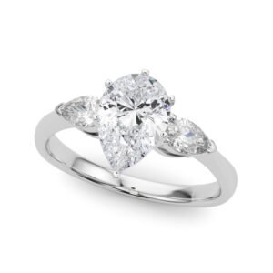 Pear Accent Three-Stone Engagement Ring