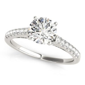 Single Row Prong Set Hidden Halo Engagement Ring