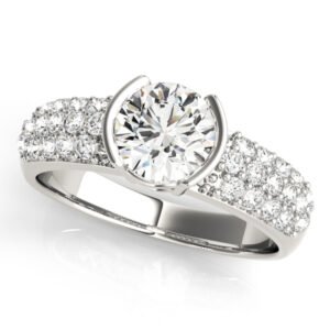 Multirow Pavé Half Bezel Engagement Ring