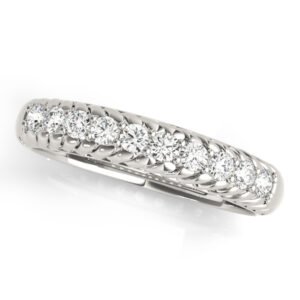 Single Row Prong In Channel Braided Band Wedding Band