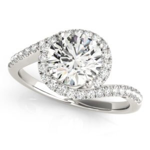 Bypass Round Halo Engagement Ring
