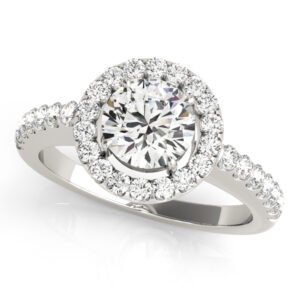 Single Row Halo Round Engagement Ring
