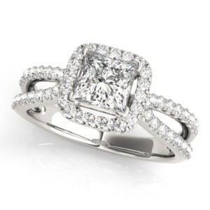 Split Shank Princess Cut Halo Engagement Ring