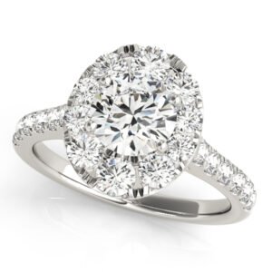 Single Row Halo Engagement Rings