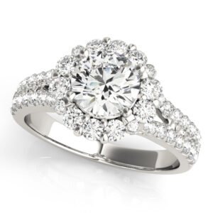 Split Shank Halo Round Engagement Ring