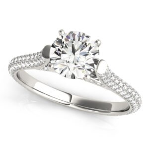 Multirow Pavé Hidden Halo Engagement Ring