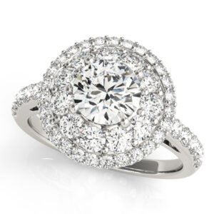 Single Row Double Halo Engagement Rings