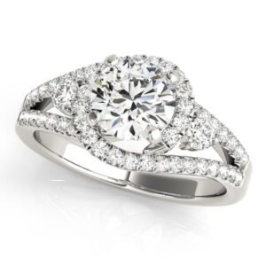 Bypass Halo Split Shank Engagement Ring