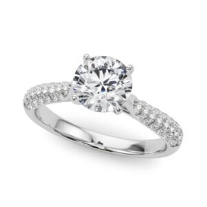 Multirow Pavé Set Engagement Ring