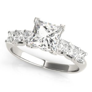 Single Row Princess Cut Trellis Engagement Ring