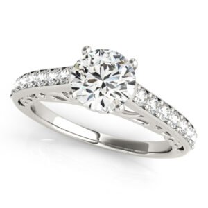 Single Row Prong In Channel Side Scroll Engagement Ring
