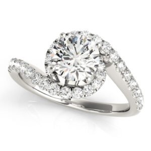 Bypass Prong Set Halo Engagement Ring