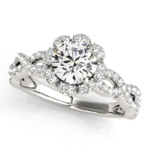Twisted Shank Halo Engagement Ring