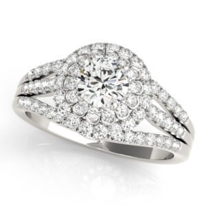 Vintage Multirow Double Halo Engagement Ring