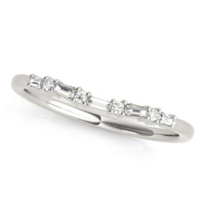 Alternating Round & Fancy Shape Baguette Wedding Rings