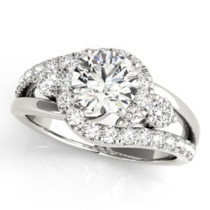 Bypass Swirl Halo Engagement Ring
