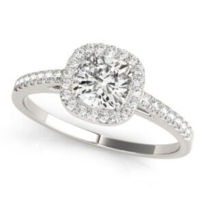 Single Row Square Or Cushion Halo Engagement Ring