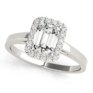 Halo Emerald Cut Engagement Ring