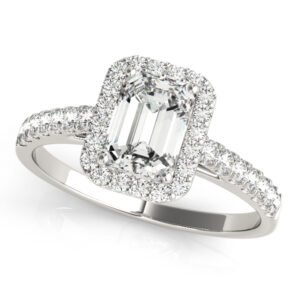 Emerald Cut Halo Engagement Ring