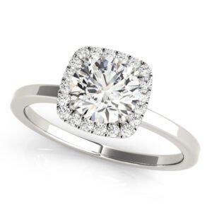 Cushion Shaped Halo Round Engagement Ring
