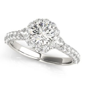 Multirow Pavé Halo Engagement Ring