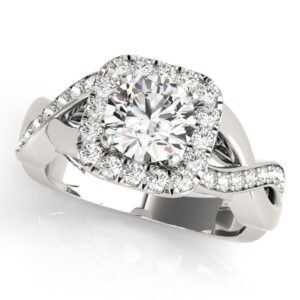 Twisted Shank Halo Engagement Rings
