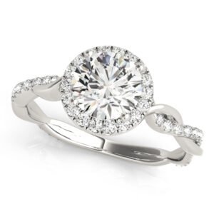 Round Twisting Halo Engagement Ring