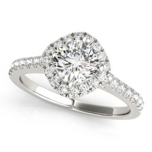 Single Row Accented Halo Engagement Rings