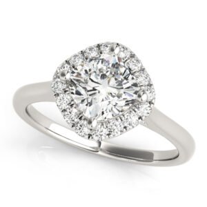 Solitaire Halo Cushion Shape Engagement Ring