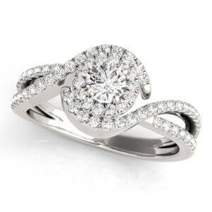 Bypass Twisted Shank Halo Engagement Ring