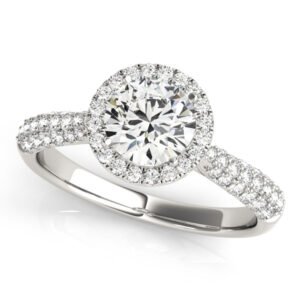 Multirow Pavé Halo Engagement Ring