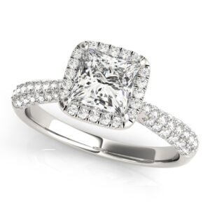 Multirow Pavé Halo Engagement Ring
