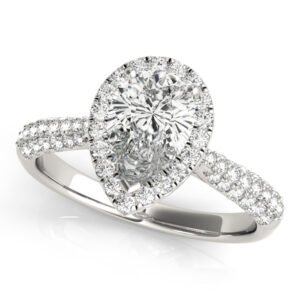 Multirow Pavé Halo Engagement Ring