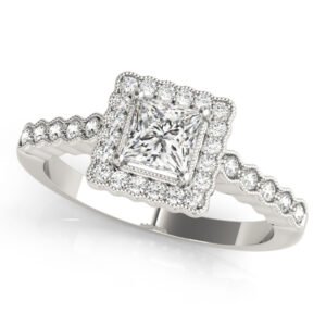 Antique Style Halo Milgrain Engagement Rings