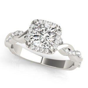 Twisted Shank Halo Cushion Shape Engagement Rings