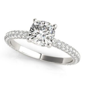 Pavé Set With Cushion Peg-Head Engagement Ring