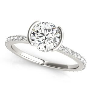 Accented Round Half Bezel Engagement Ring