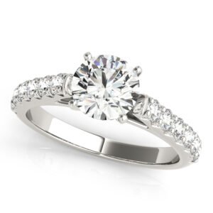 Single Row Cathedral Prong Set Engagement Ring
